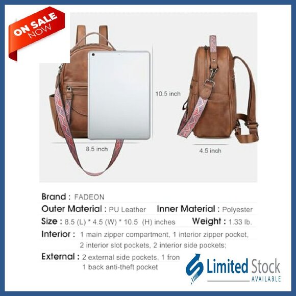 Mini Leather Backpack Purse for Women, Waterproof, 10 Pockets, Shoulder Bag main image 4